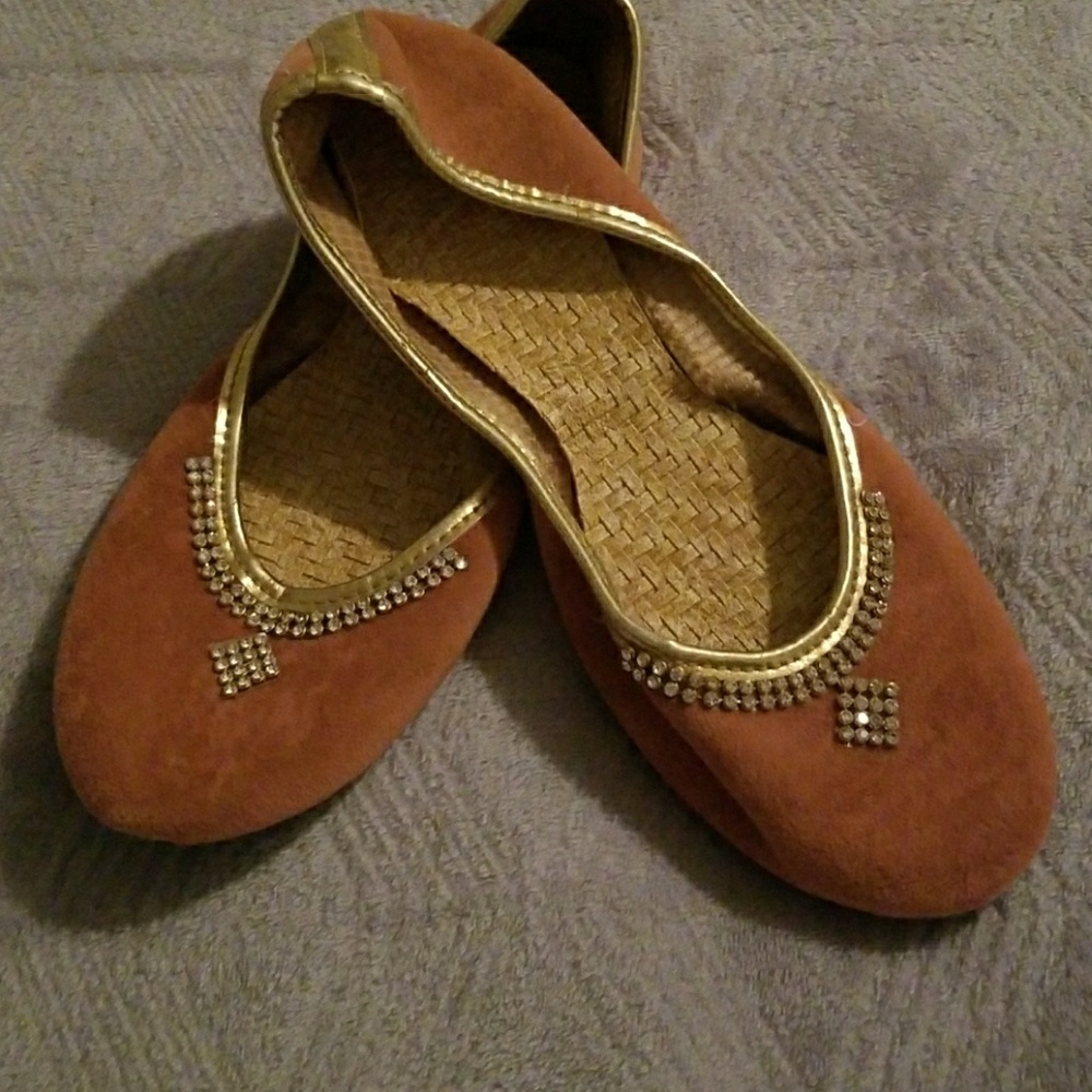 Rhinestone Pink Suede Flats